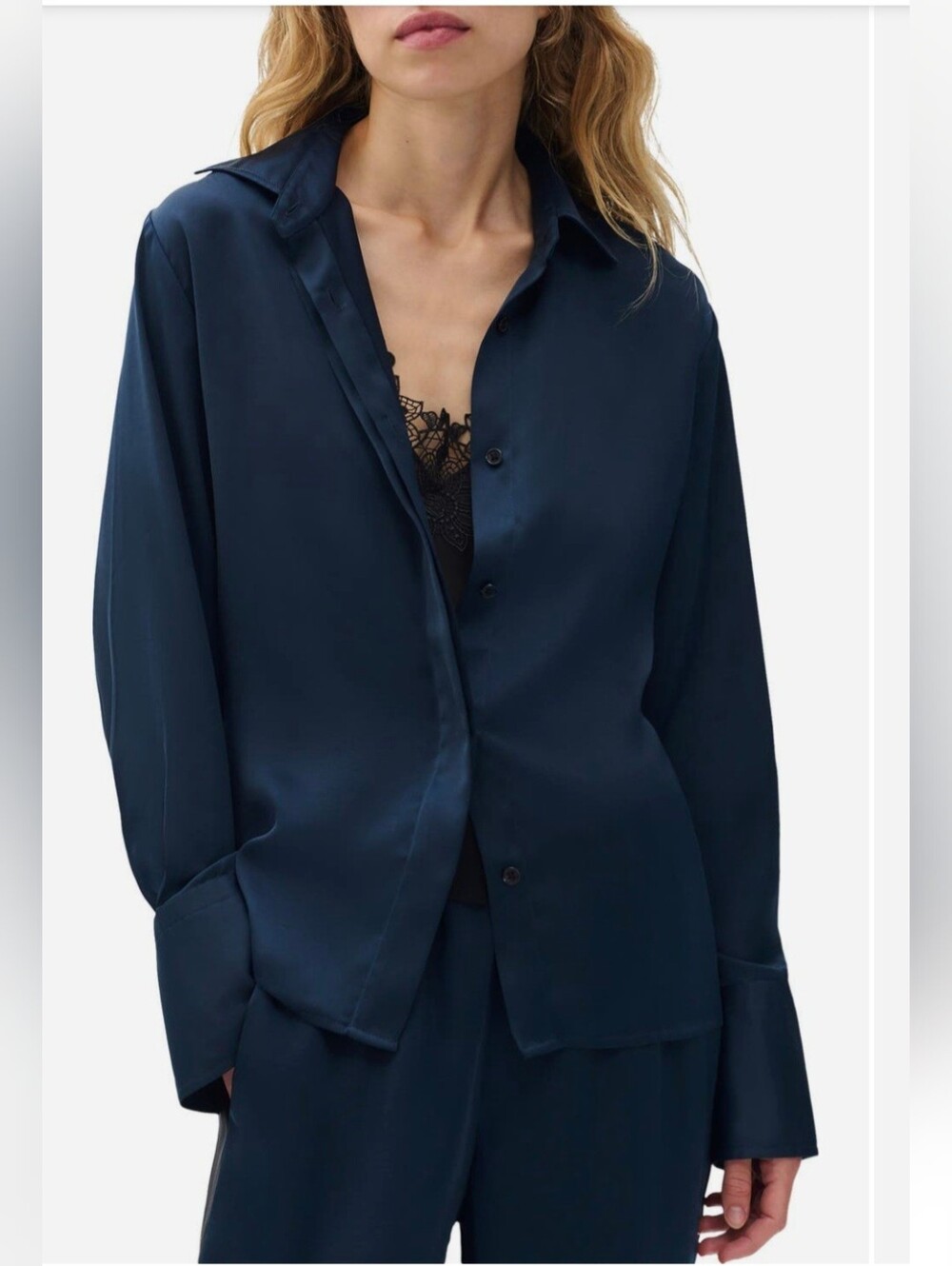rag & bone Navy Button-Front Camisole Blouse NWT $395 Large